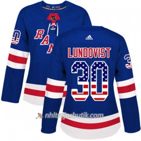 Dame Ishockey New York Rangers Tröja Henrik Lundqvist 30 Adidas 2017-2018 Blå USA Flag Fashion Authentic